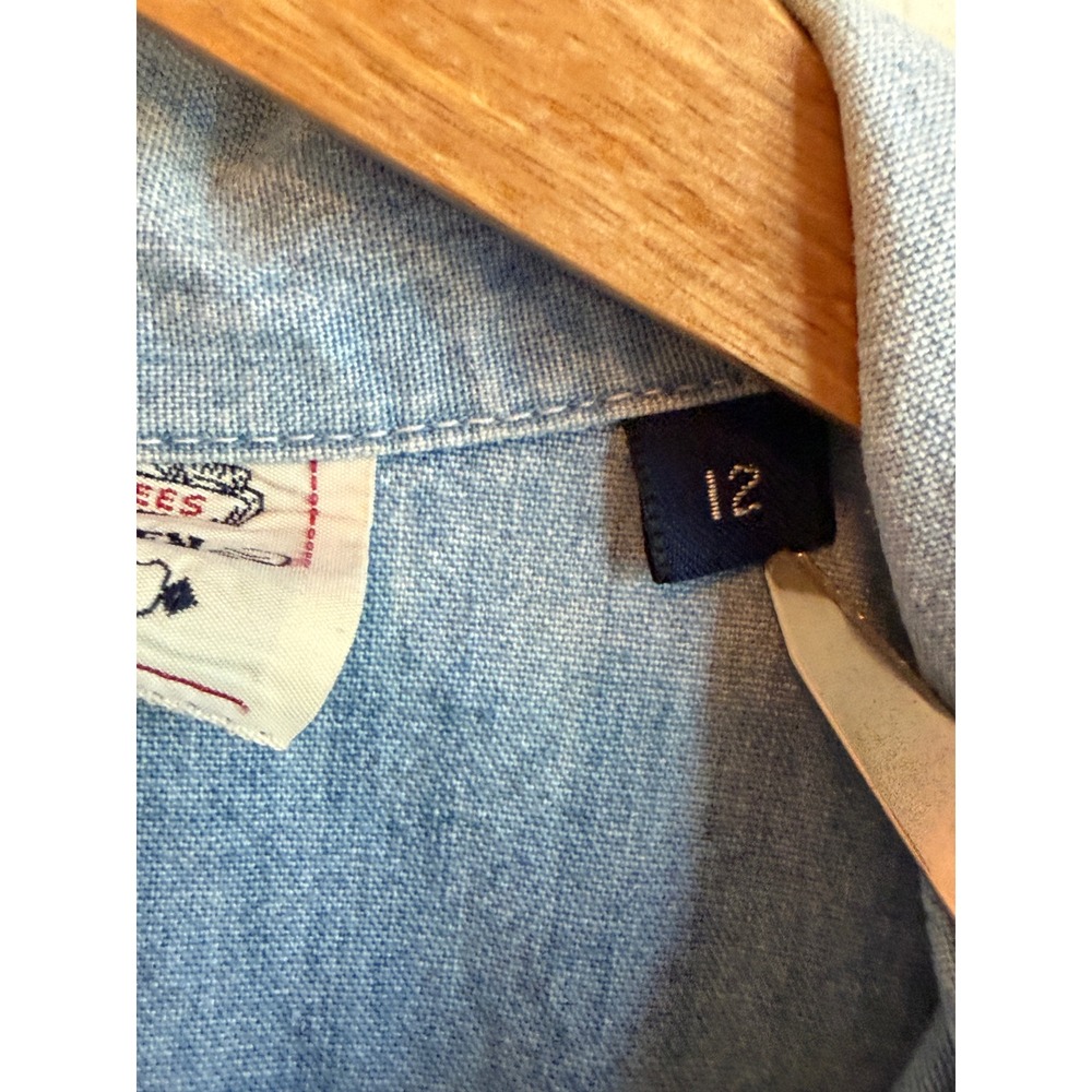 Vintage 80s Polo Ralph Lauren Denim Button Down Shirt Light Wash Women 12 - Picture 4 of 6